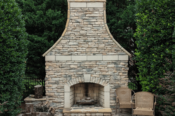 outdoor fireplace installation in belmont nc