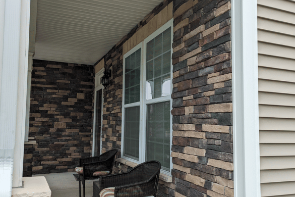 Stone veneer installation by professional Hardscaping Contractor Indian Land, SC, featuring natural stacked stone accent walls