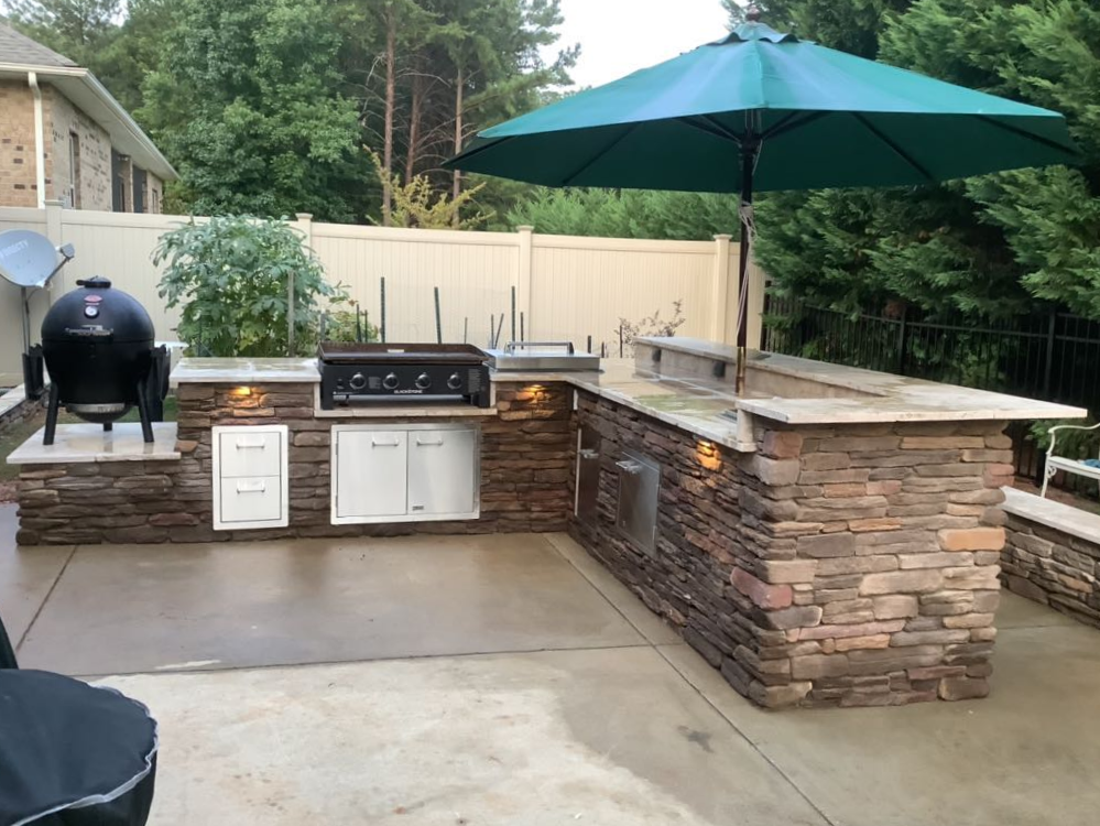 Luxury outdoor kitchen construction by expert Hardscaping contractor Belmont, NC